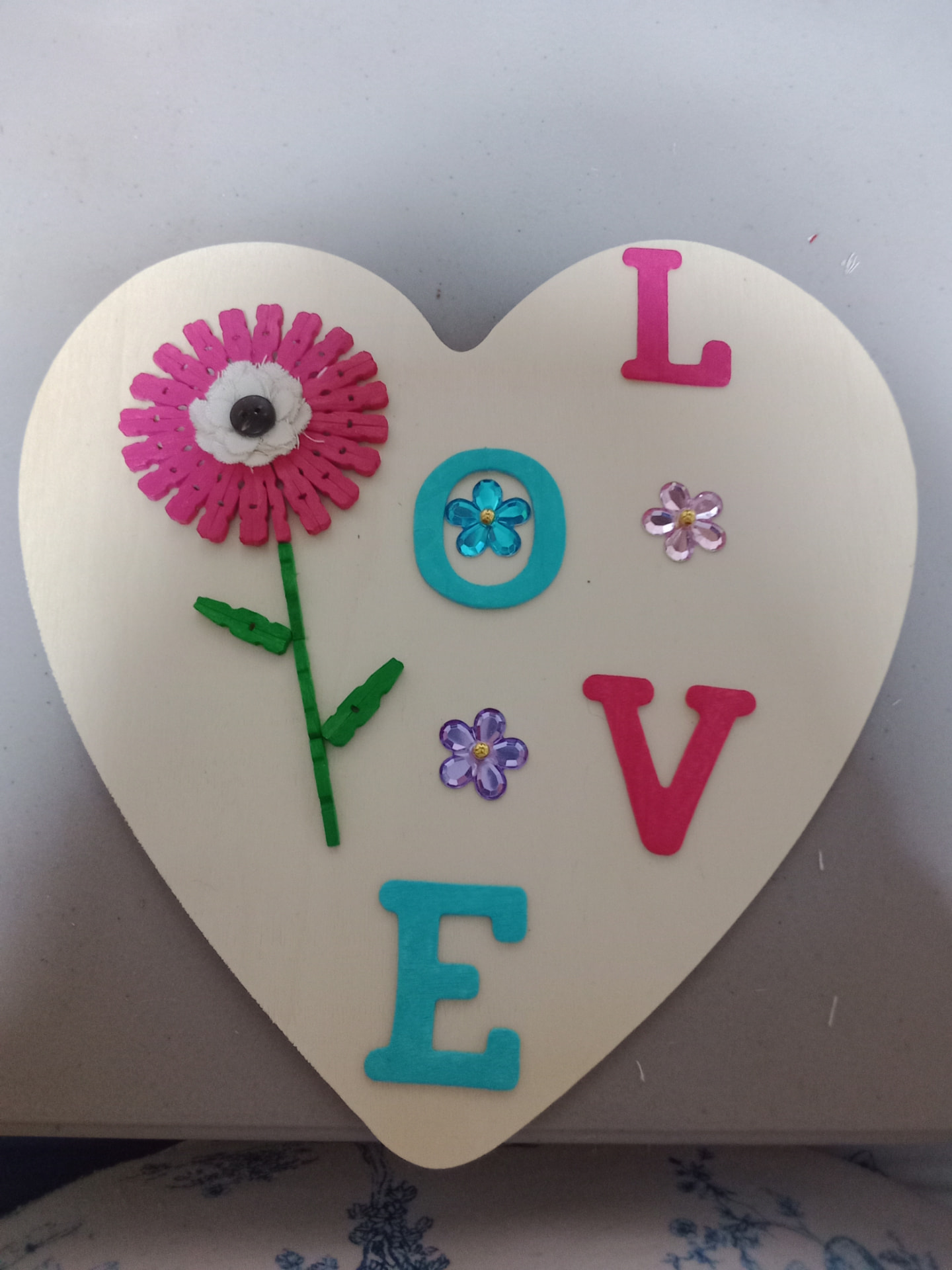 LOVE Flower Heart Wood Sign