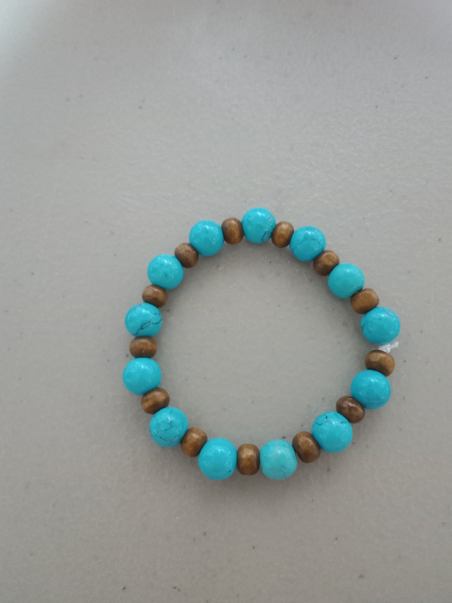 Turquoise & Wood Bead Bracelet