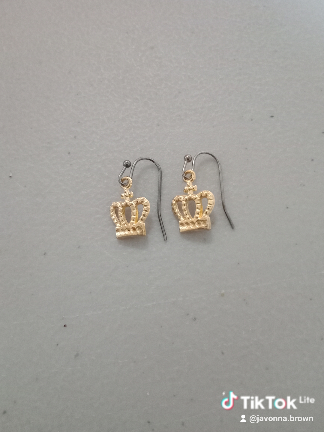 Gold Crown Dangle Earrings