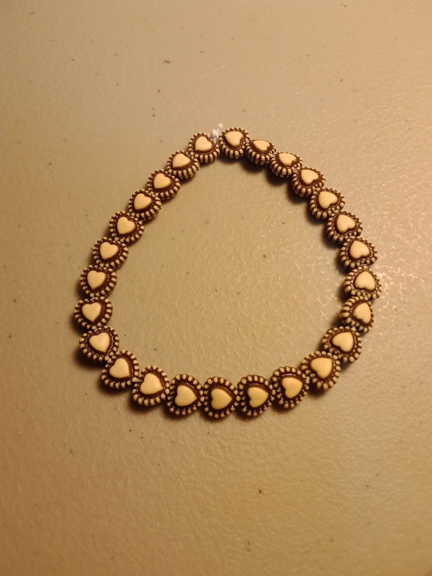 Cream Heart Bead Bracelet
