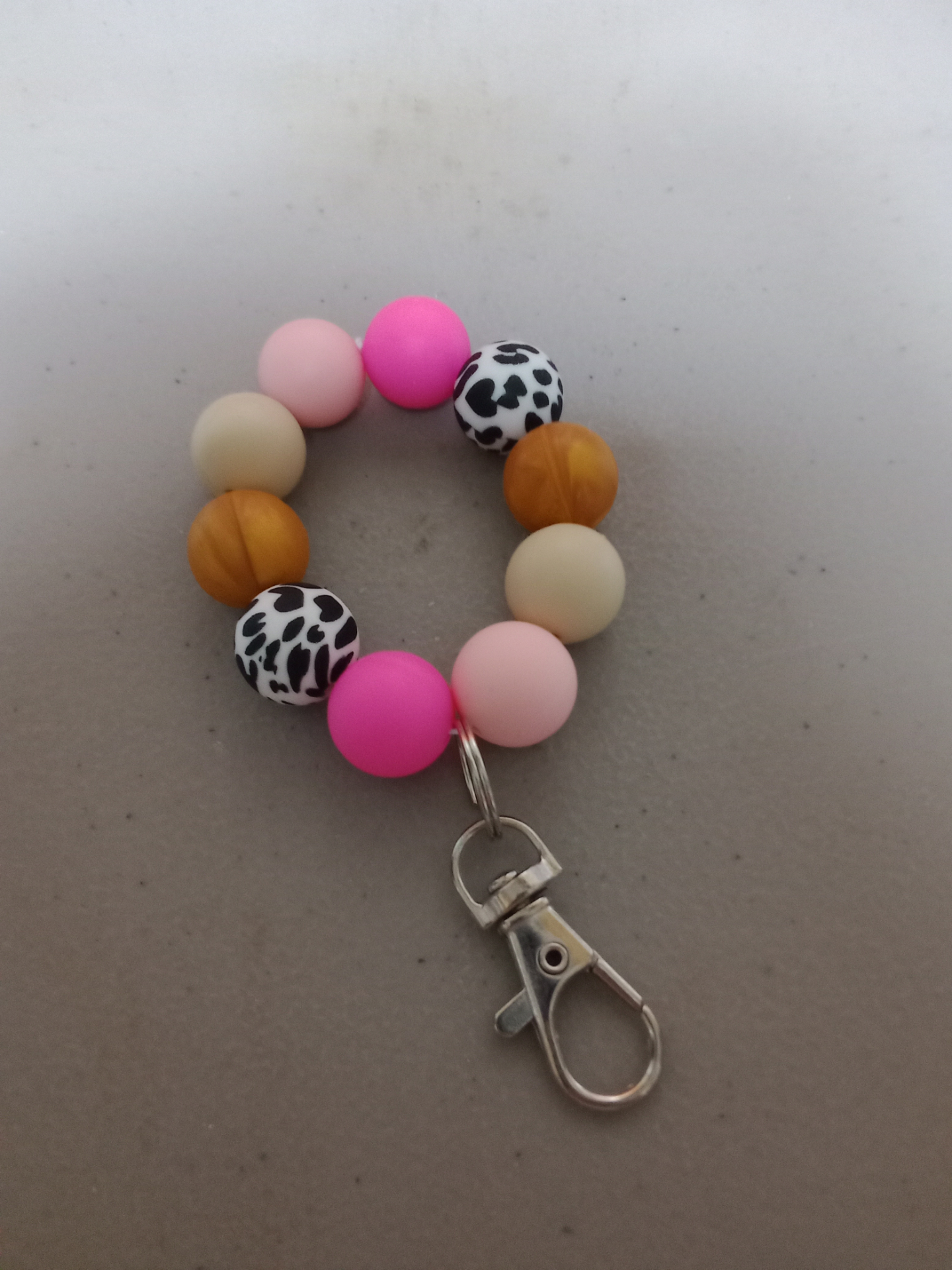 Pink Leopard Wristlet Keychain