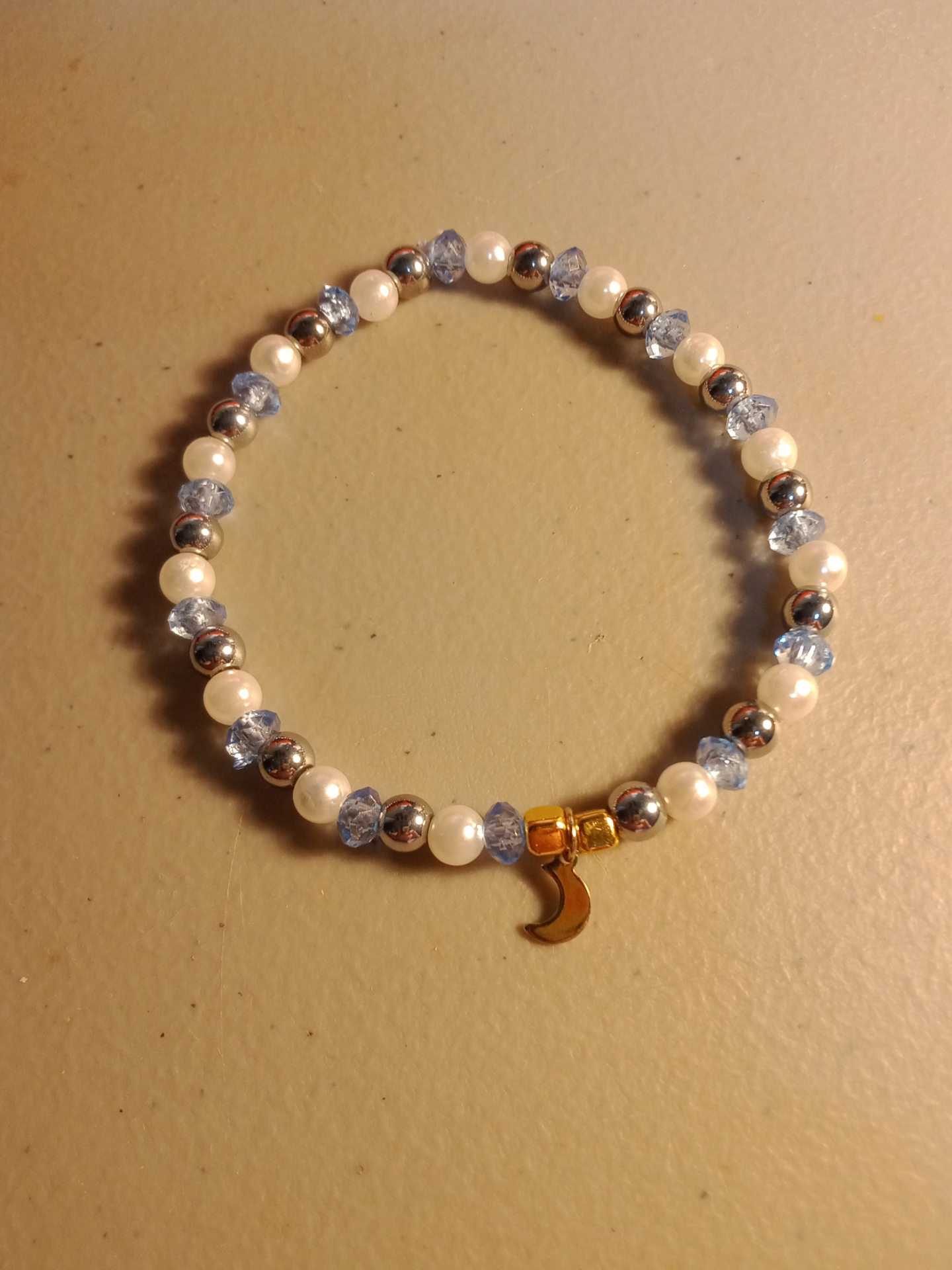 Pearl & Moon Charm Bracelet