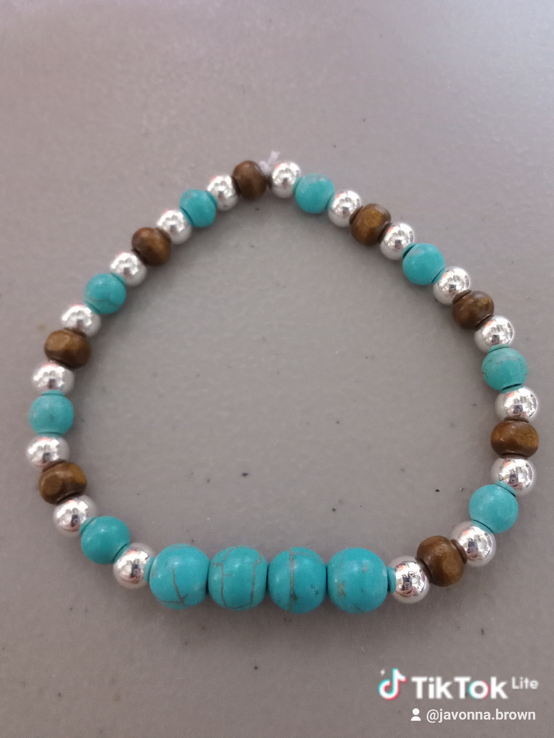 Turquoise, Wood & Silver Bracelet
