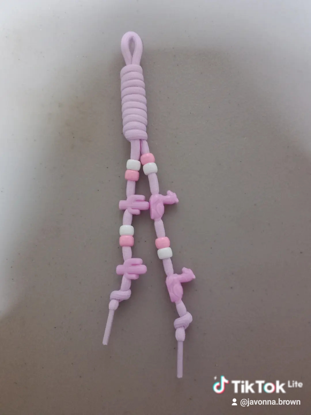 Pink Cactus Cord Keychain