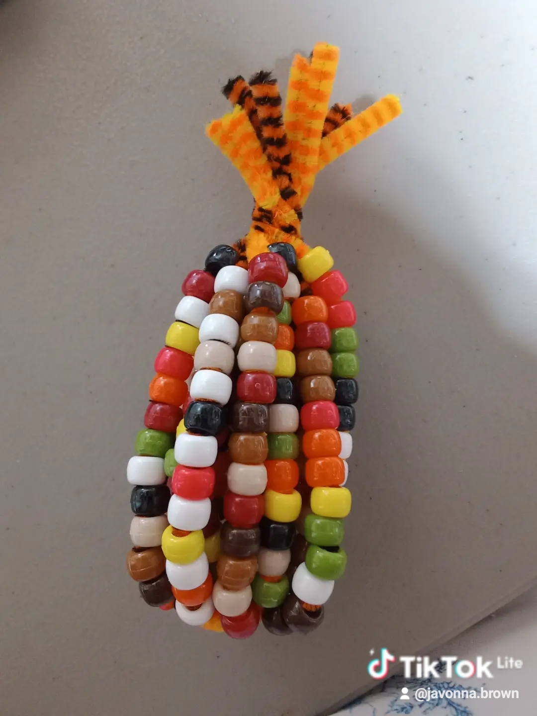 Fall Pumpkin Pony Bead Keychain