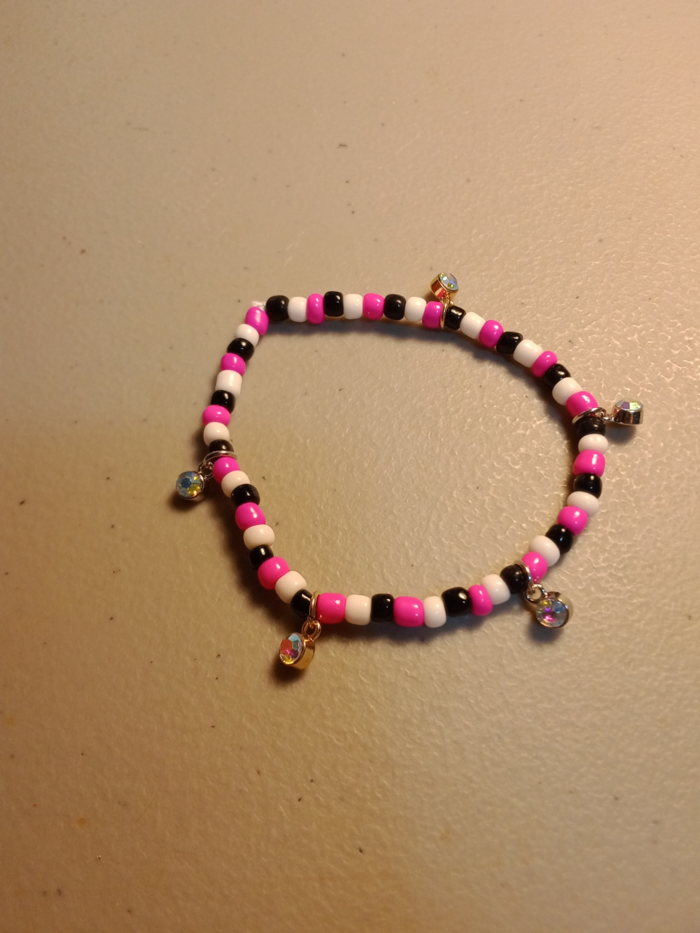 Pink & Black Charm Anklet