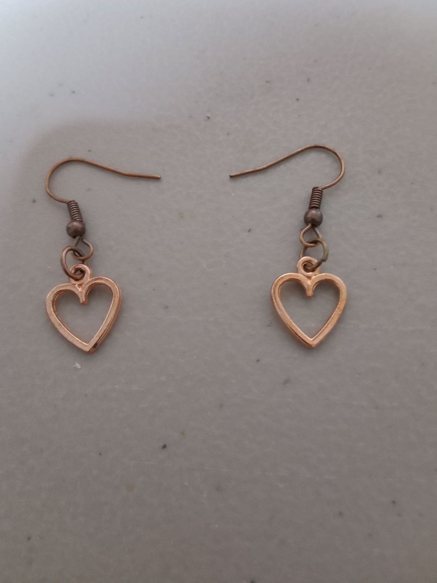 Copper Heart Dangle Earrings