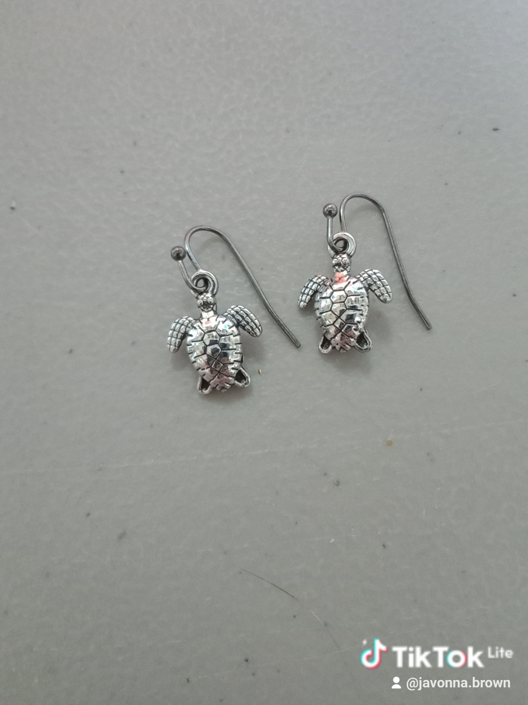Silver Sea Turtle Dangle Earrings