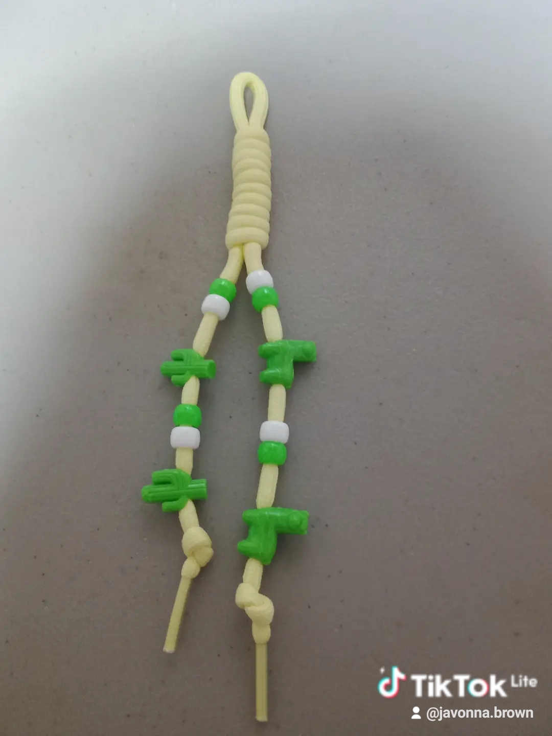Green Cactus Cord Keychain