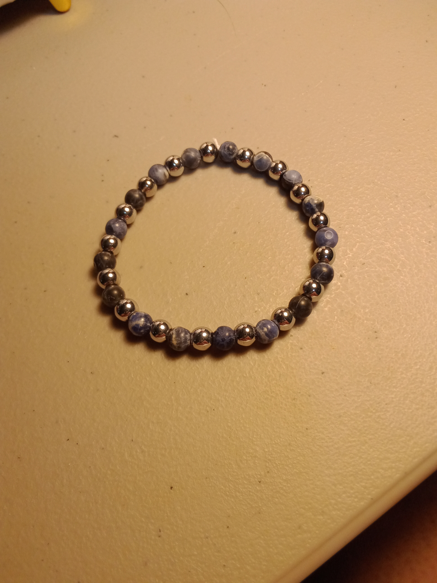 Sodalite & Silver Bead Bracelet